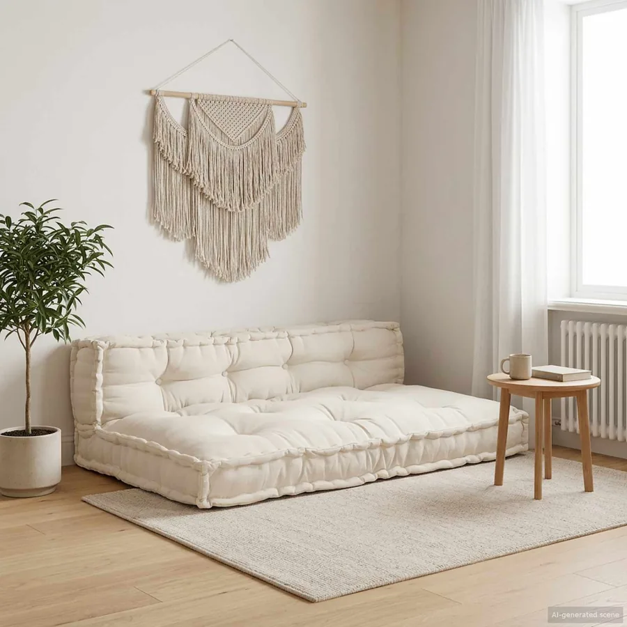 Coussin de canapé sur palette 2 pcs Crème 120 x 80 x 38 cm