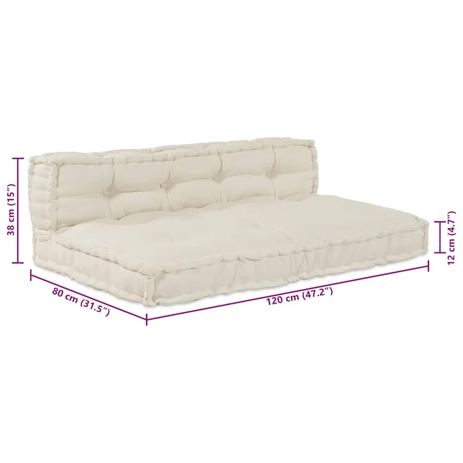 Coussin de canapé sur palette 2 pcs Crème 120 x 80 x 38 cm - 10