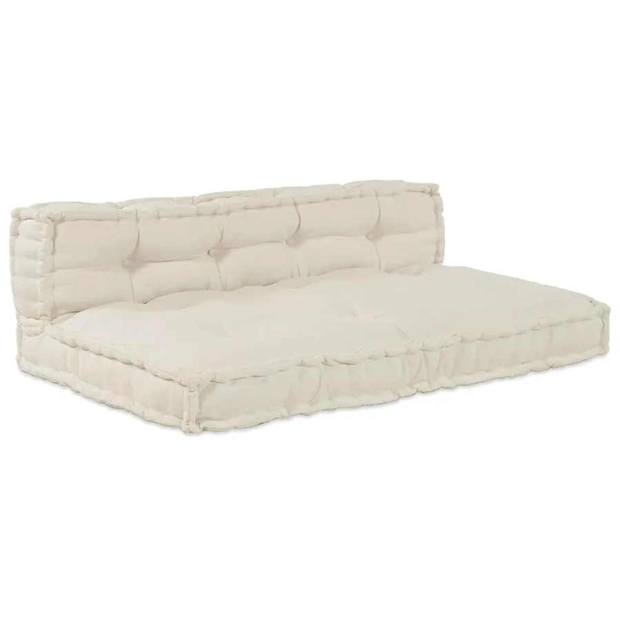 Coussin de canapé sur palette 2 pcs Crème 120 x 80 x 38 cm - 2