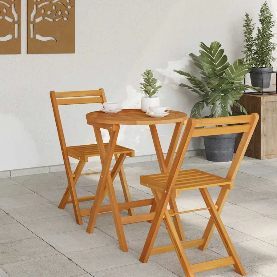 Table de Jardin Naturel 60 x 60 x 72 cm Bois d'Acacia Massif - 3
