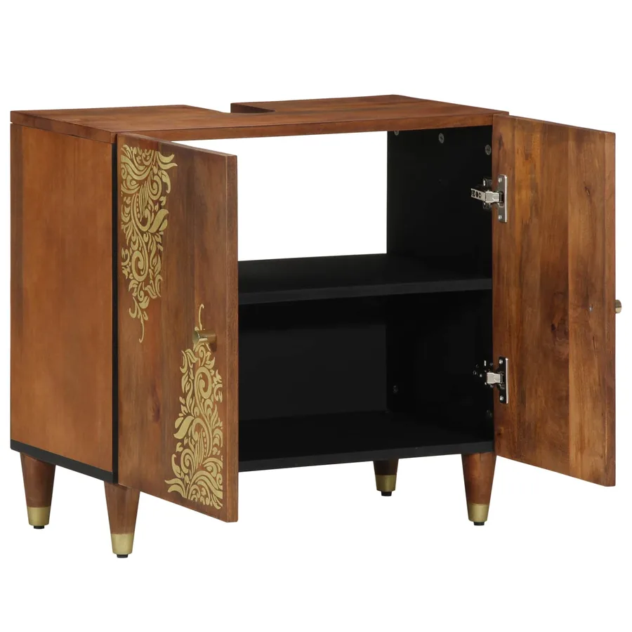 Armoire d'évier avec stockage Marron miel 62 x 33 x 58 cm - 2