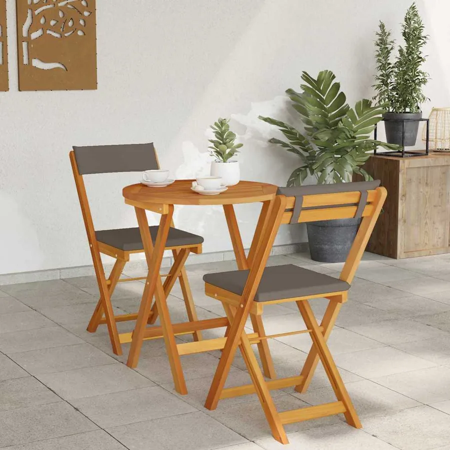 Ensemble de salle à manger pour jardin 3 pcs Huile Naturelle - 4