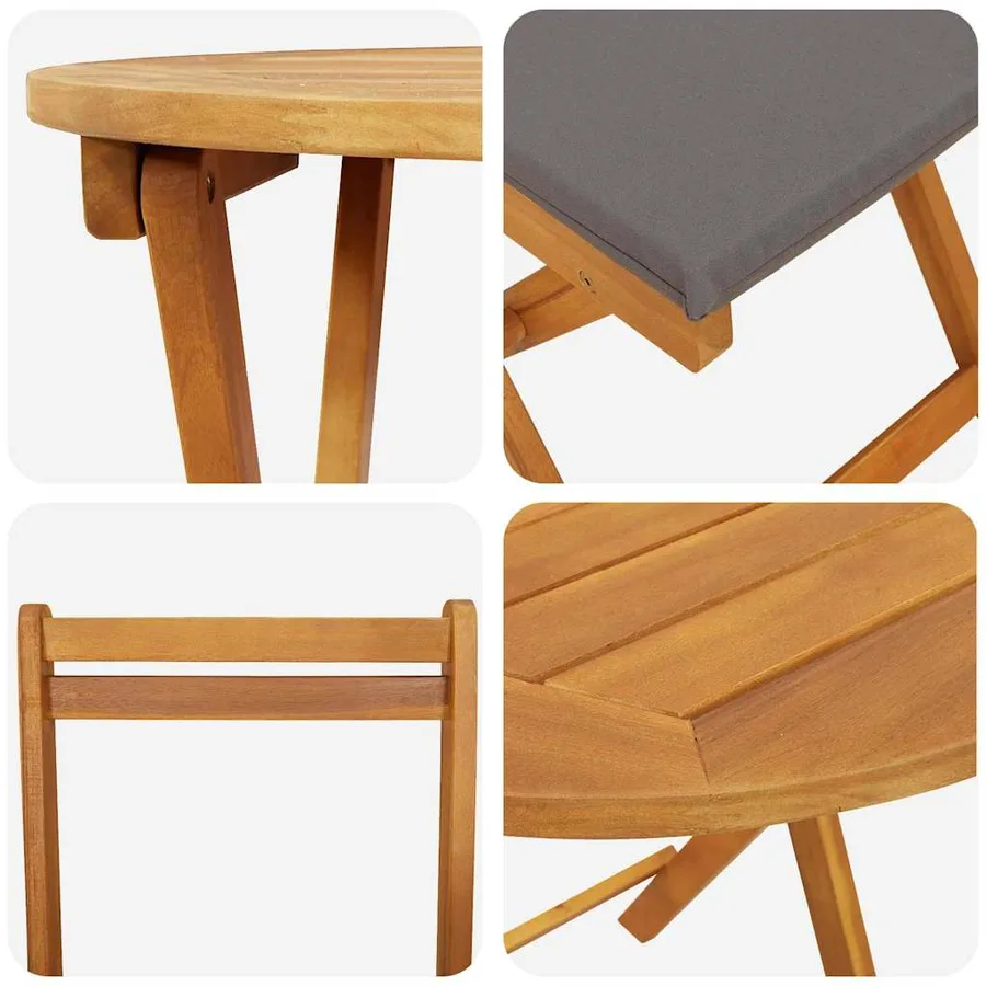 Ensemble de salle à manger pour jardin 3 pcs Huile Naturelle - 9