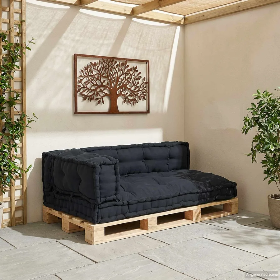 Coussin de canapé sur palette 3 pcs Anthracite 120 x 80 x 38 cm - 3