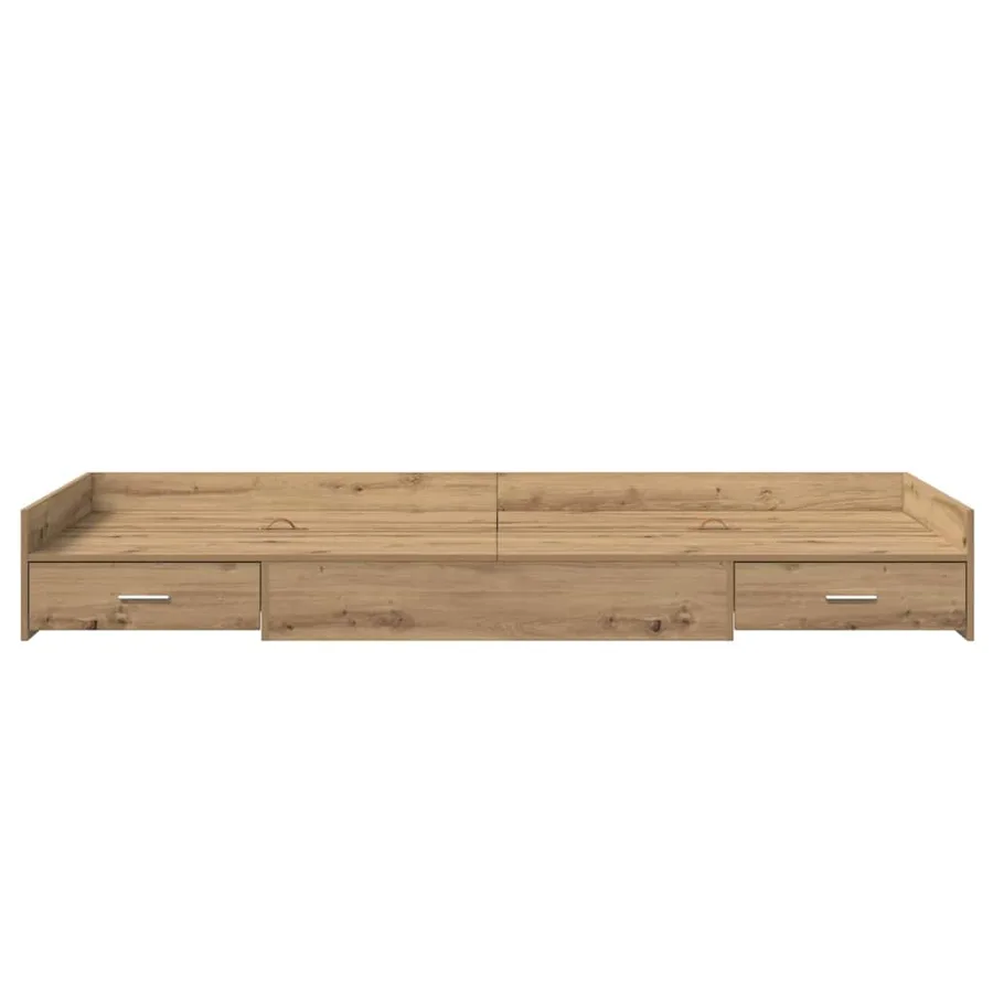 Cadre de lit Chêne artisanal 98,5 x 200 cm Bois d'ingénierie - 5