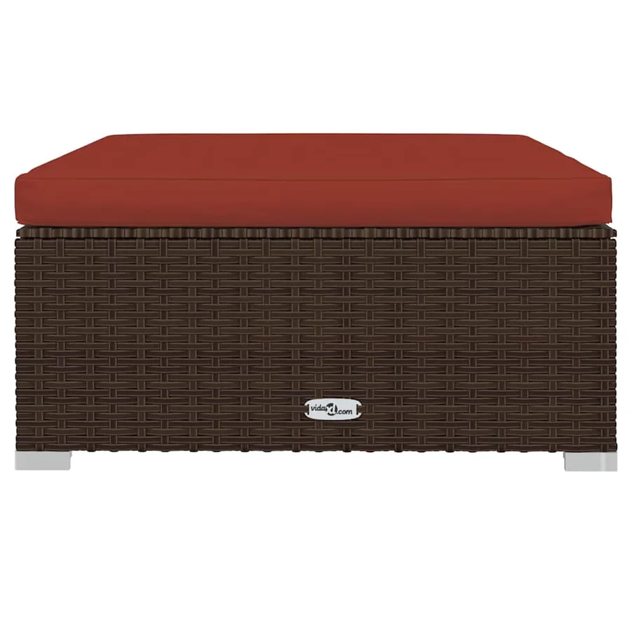 Salon de jardin 4 pcs avec coussins Marron Résine tressée - 8