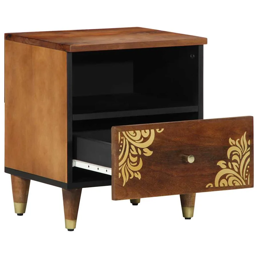 Cabinet de chevet avec tiroir 2 pcs Marron miel 40 x 33 x 46 cm - 3