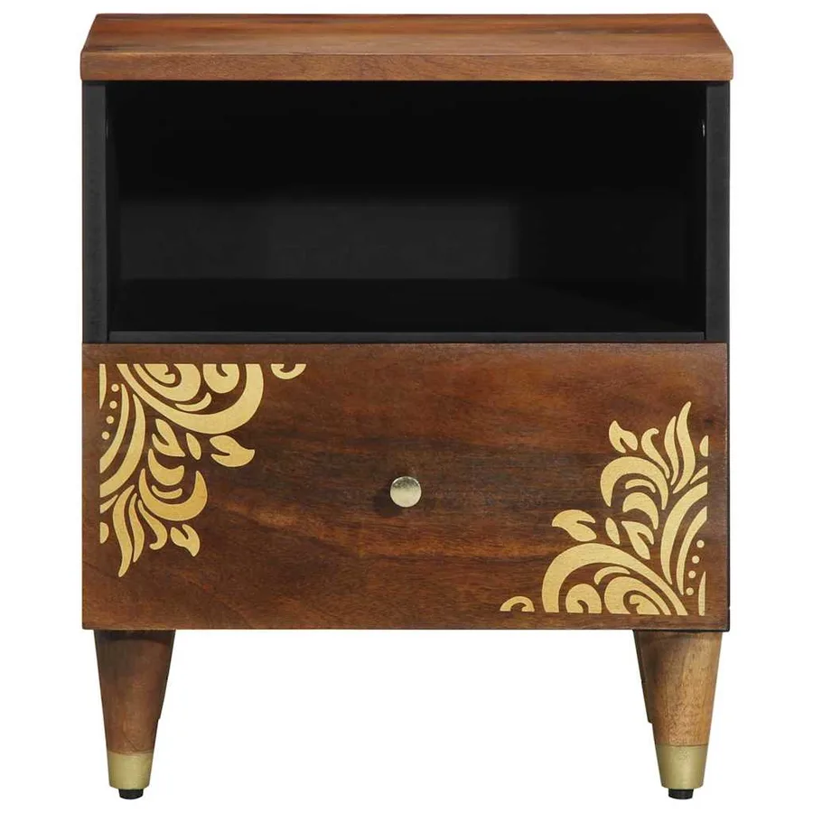 Cabinet de chevet avec tiroir 2 pcs Marron miel 40 x 33 x 46 cm - 4