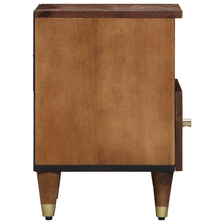 Cabinet de chevet avec tiroir 2 pcs Marron miel 40 x 33 x 46 cm - 5