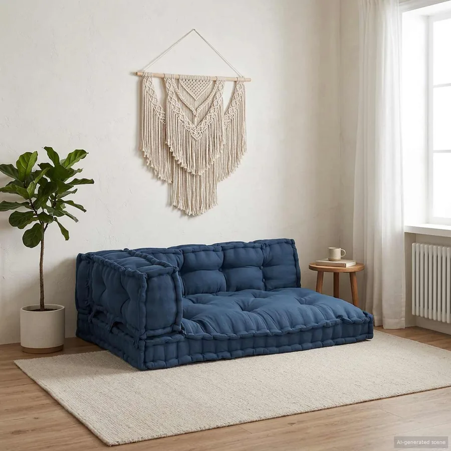 Coussin de canapé sur palette 3 pcs Indigo 120 x 80 x 38 cm