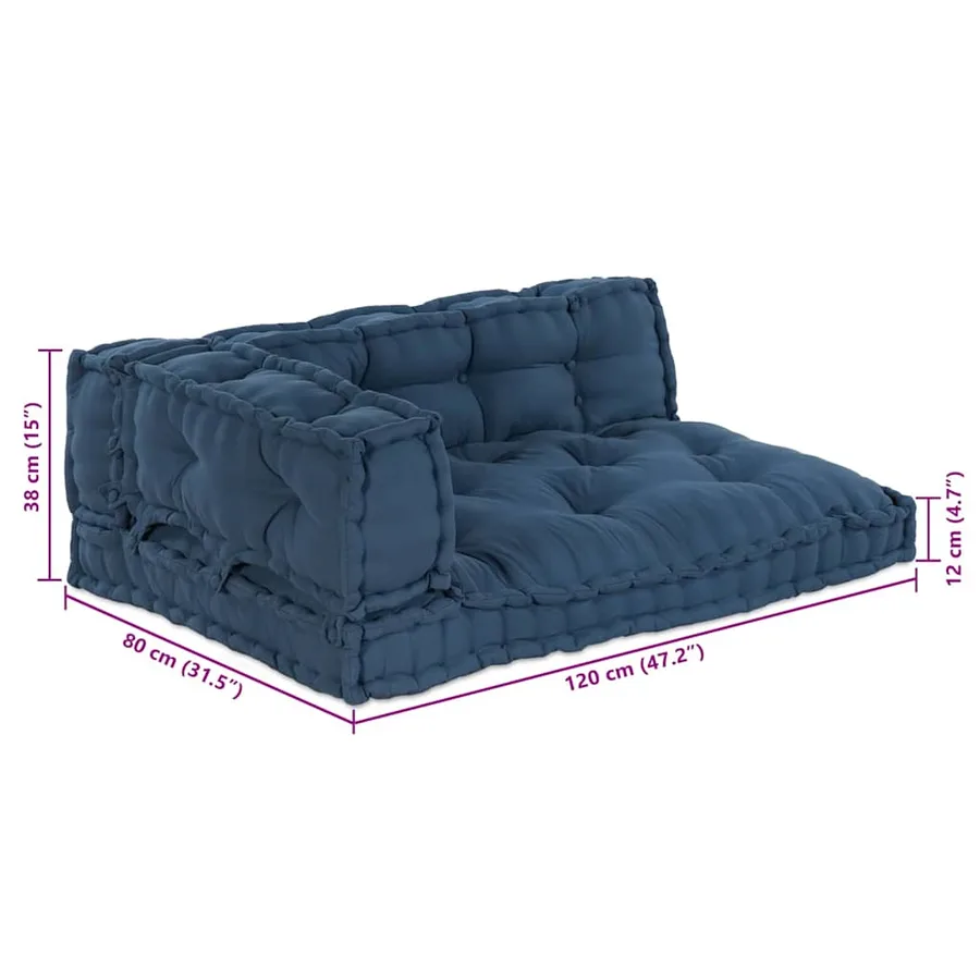 Coussin de canapé sur palette 3 pcs Indigo 120 x 80 x 38 cm - 8