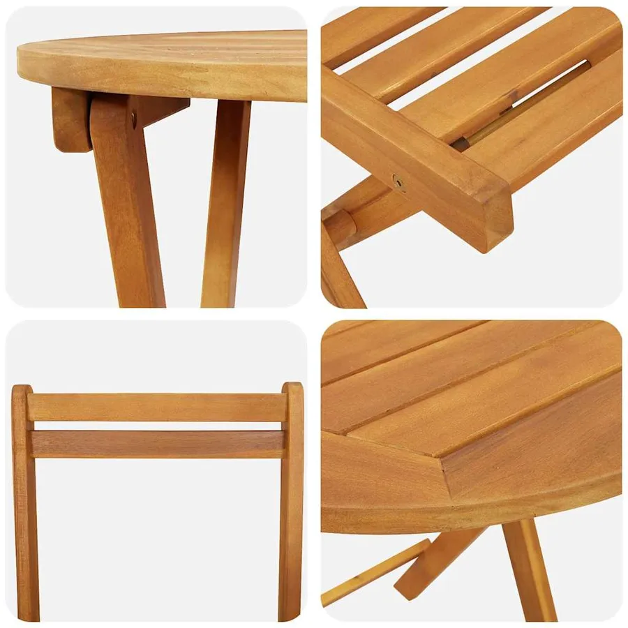 Ensemble de salle à manger pour jardin 3 pcs Huile Naturelle - 9