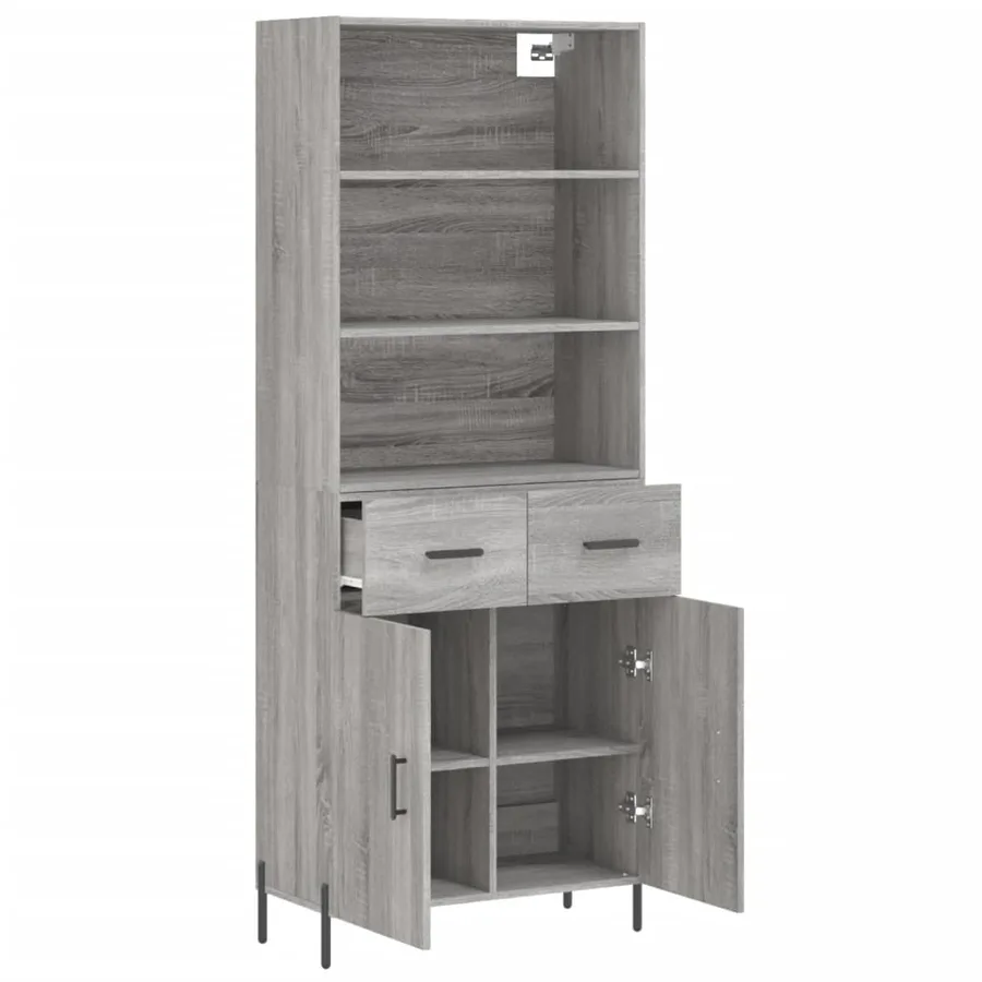 Buffet haut Sonoma gris 69,5x34x180 cm Bois d'ingénierie - 4