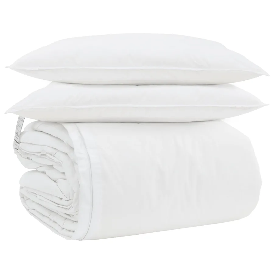 Ensemble de Duvet avec oreiller 3 pcs Blanc Plume de canard - 2