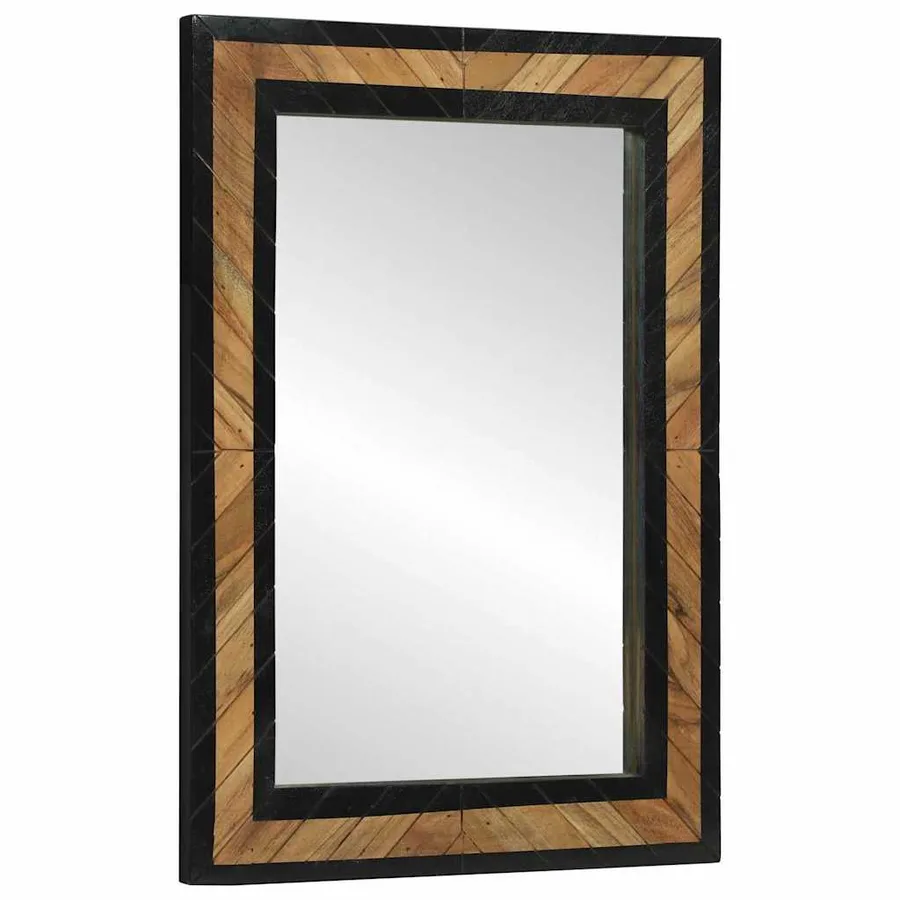Miroir mural Noir et Marron 70 x 2 x 70 cm Bois d'Acacia Massif - 2
