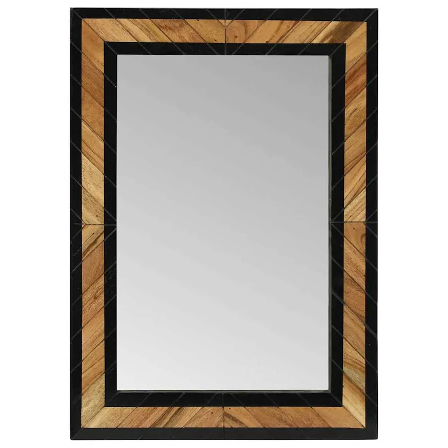 Miroir mural Noir et Marron 70 x 2 x 70 cm Bois d'Acacia Massif - 4