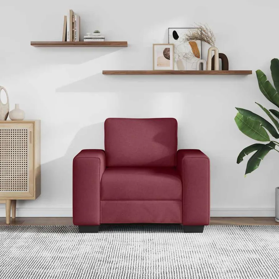 Canapé/Fauteuil rouge vin 100x77x82 cm tissu - 3