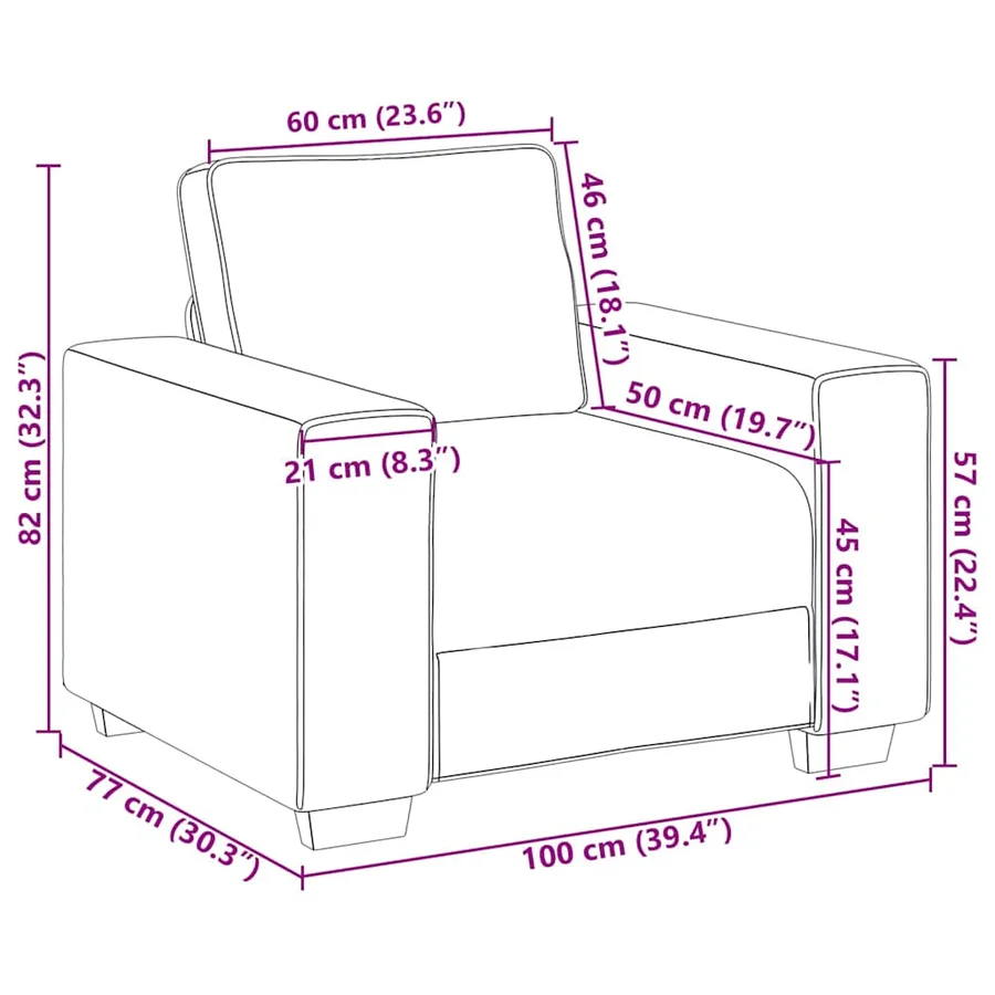 Canapé/Fauteuil rouge vin 100x77x82 cm tissu - 9