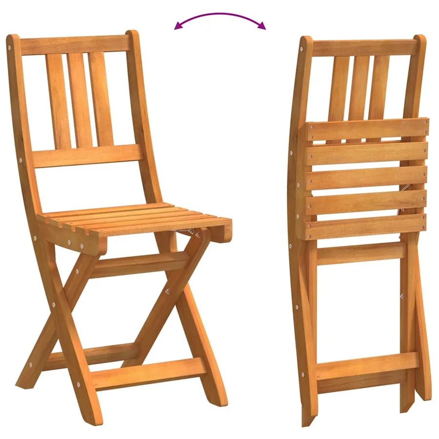Ensemble bistrot 3 pcs Huile Naturelle Bois d'Acacia Massif - 11