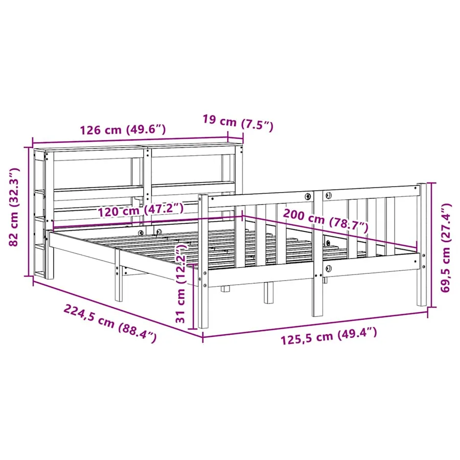 Cadre de lit avec tête de lit sans matelas 120x200 cm - 12