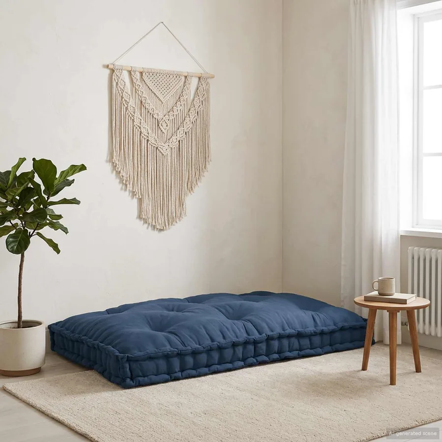 Coussin de canapé sur palette Indigo 120 x 80 x 12 cm Tissu