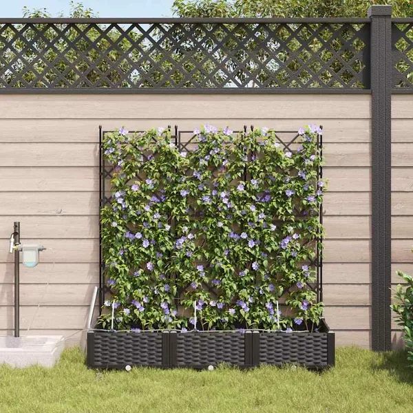 Cache-pot de jardin 3 pc Noir 120 x 40 x 126 cm PP