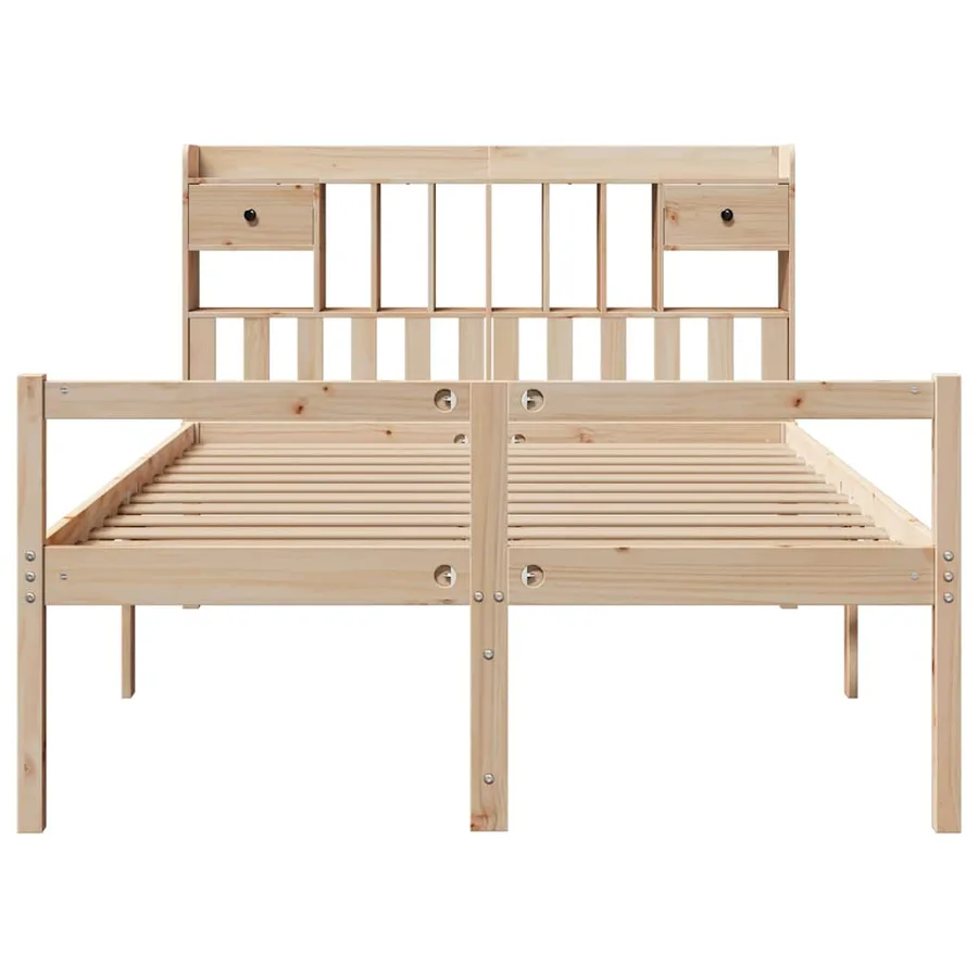Lit bibliothèque sans matelas 140x190 cm bois de pin massif - 4