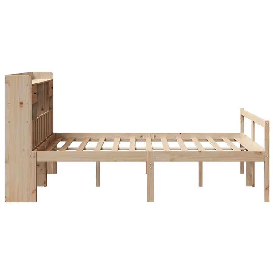 Lit bibliothèque sans matelas 140x190 cm bois de pin massif - 5