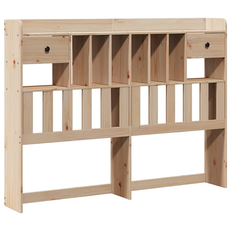 Lit bibliothèque sans matelas 140x190 cm bois de pin massif - 7