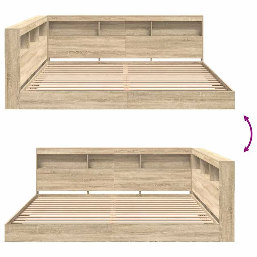 Lit Bibliothèque Chêne sonoma 180 x 200 cm Bois d'ingénierie - 11
