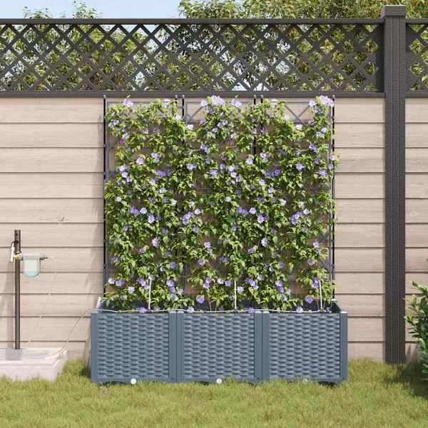 Cache-pot de jardin 3 pc Gris clair 120 x 40 x 142 cm PP