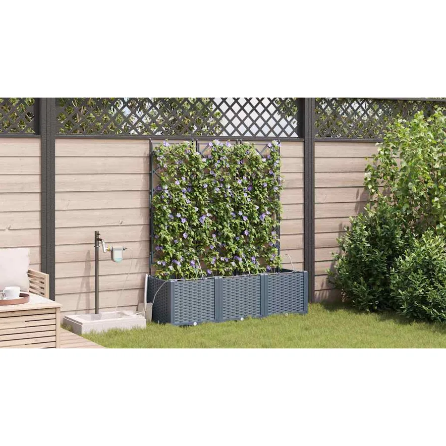 Cache-pot de jardin 3 pc Gris clair 120 x 40 x 142 cm PP - 4