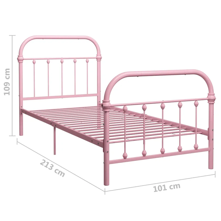 Cadre de lit sans matelas rose métal 90x200 cm - 6