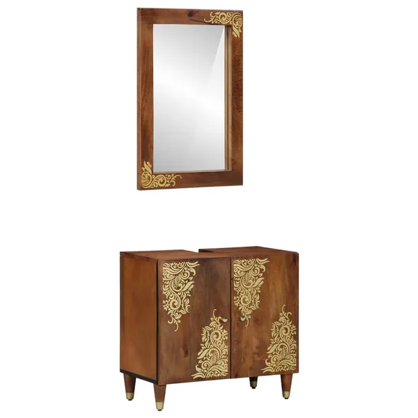 Ensemble de Meubles de Salle de Bain 2 pcs Marron miel