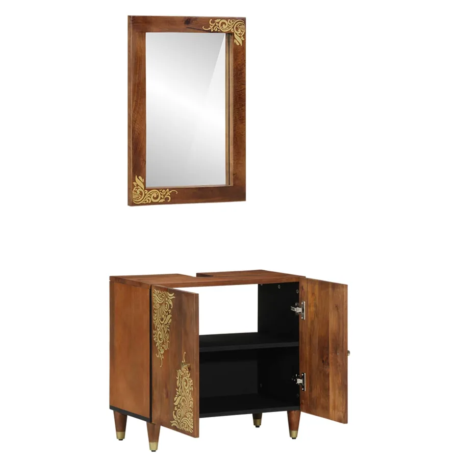 Ensemble de Meubles de Salle de Bain 2 pcs Marron miel - 2