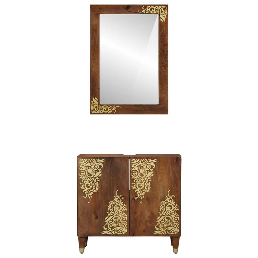 Ensemble de Meubles de Salle de Bain 2 pcs Marron miel - 5