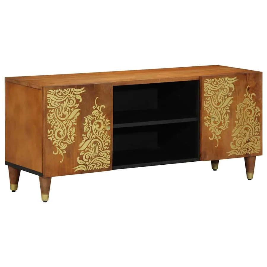 Meuble TV Marron miel 105 x 33 x 46 cm Bois de mangue massif