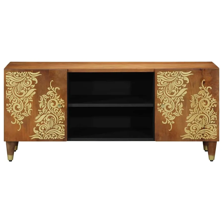 Meuble TV Marron miel 105 x 33 x 46 cm Bois de mangue massif - 3