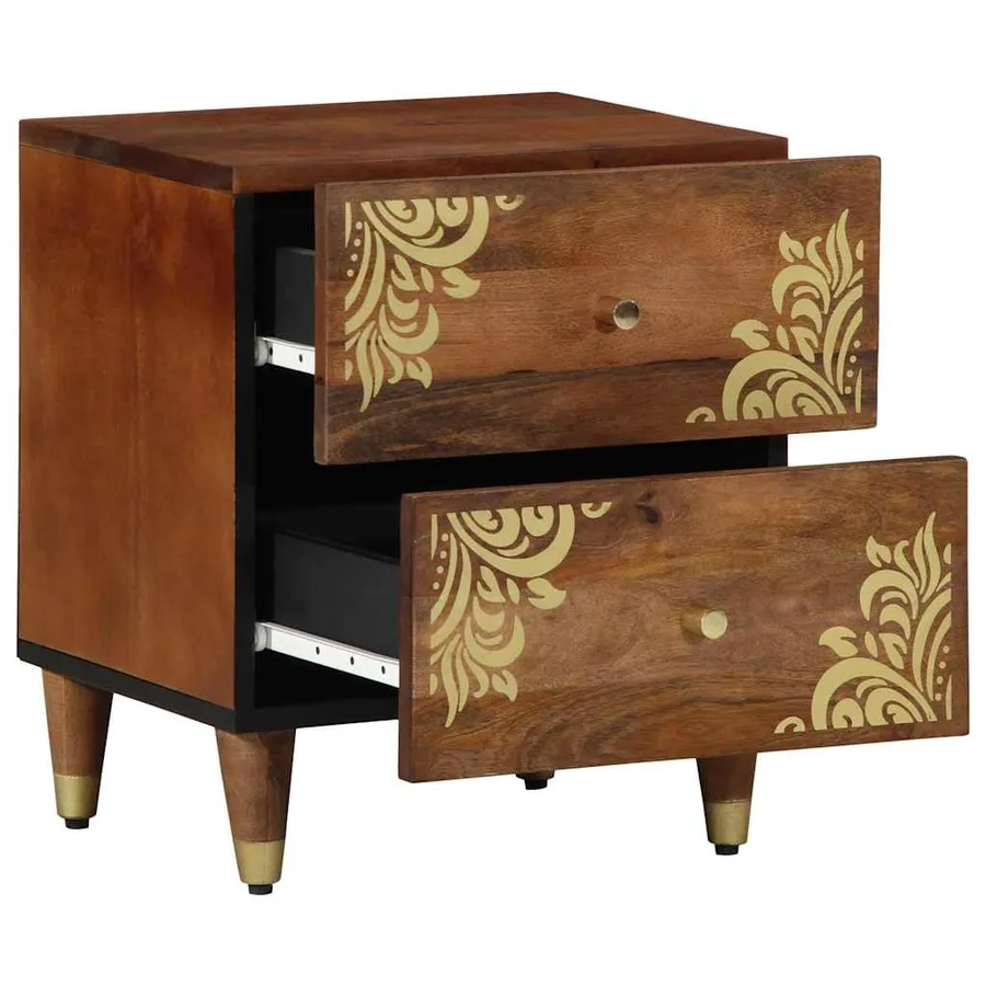 Cabinet de chevet avec tiroir Marron miel 40 x 33 x 46 cm - 2