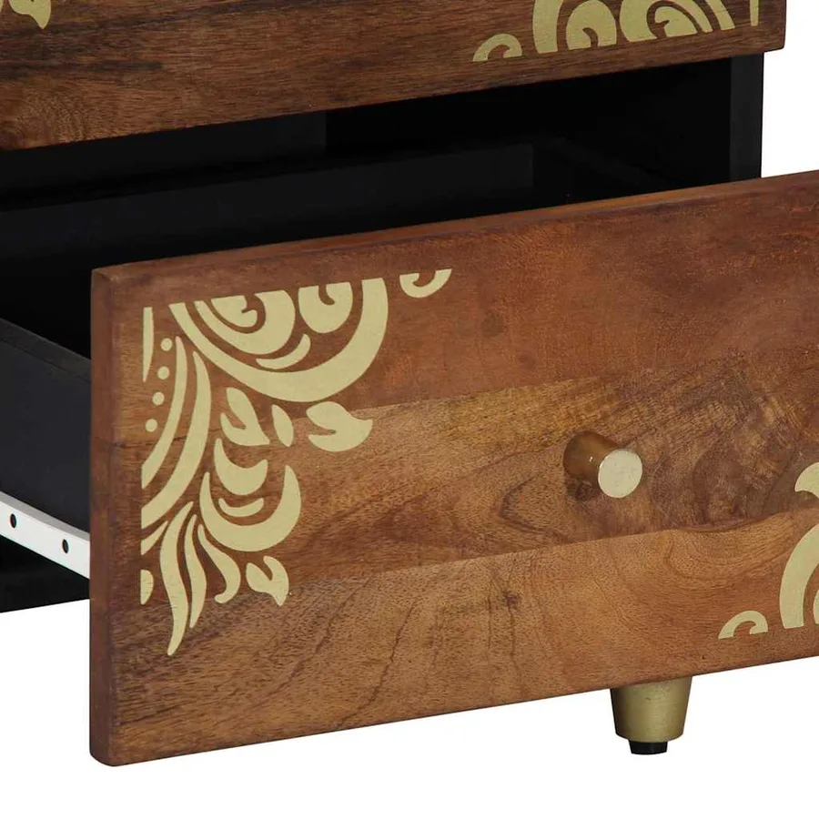 Cabinet de chevet avec tiroir Marron miel 40 x 33 x 46 cm - 7