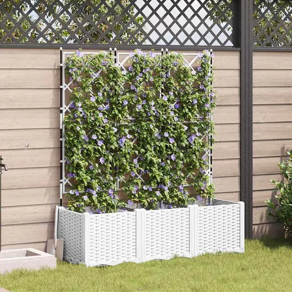 Cache-pot de jardin 3 pc Blanc 120 x 40 x 143 cm PP