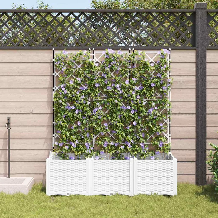 Cache-pot de jardin 3 pc Blanc 120 x 40 x 143 cm PP - 3