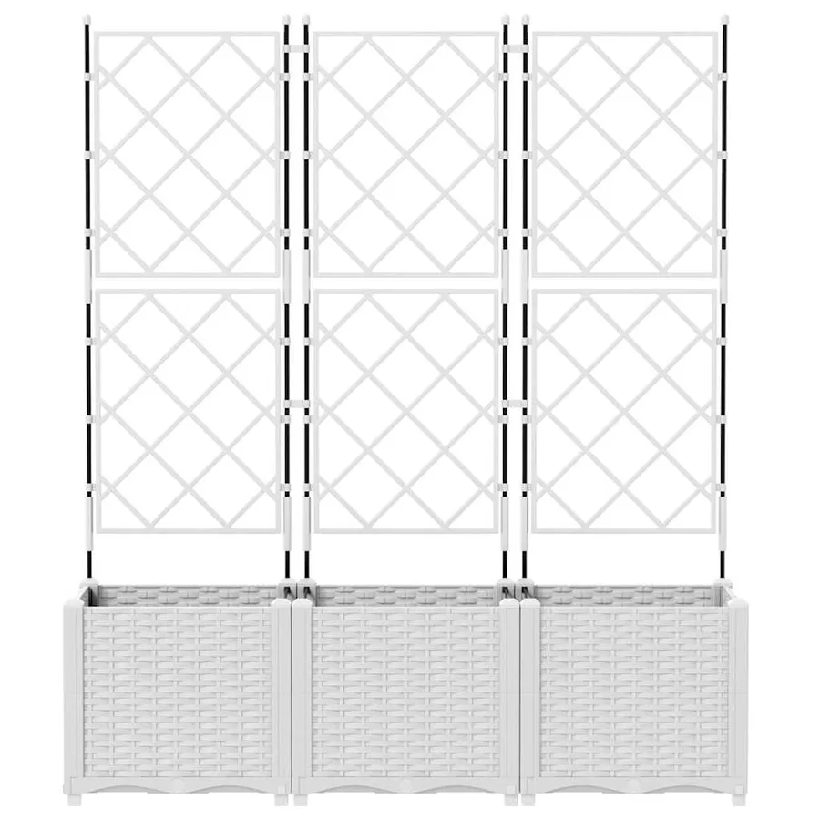 Cache-pot de jardin 3 pc Blanc 120 x 40 x 143 cm PP - 5