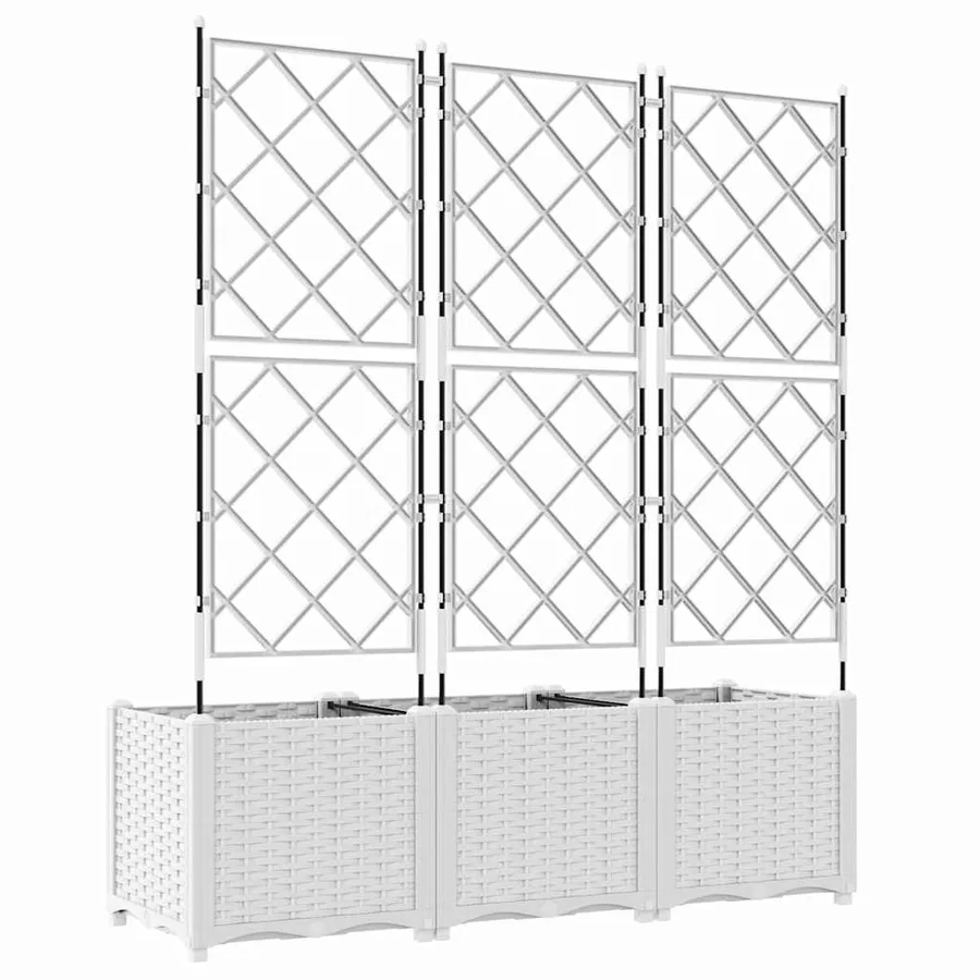 Cache-pot de jardin 3 pc Blanc 120 x 40 x 143 cm PP - 7