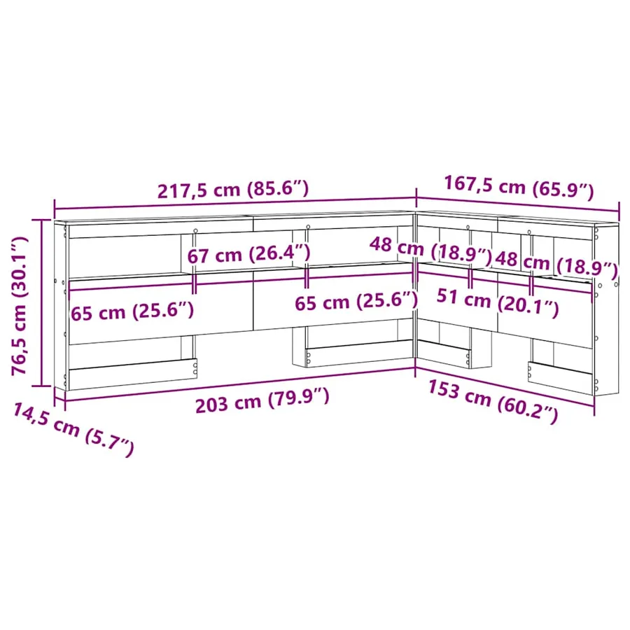 Tête de lit de rangement Chêne fumé 150 cm Bois d'ingénierie - 12