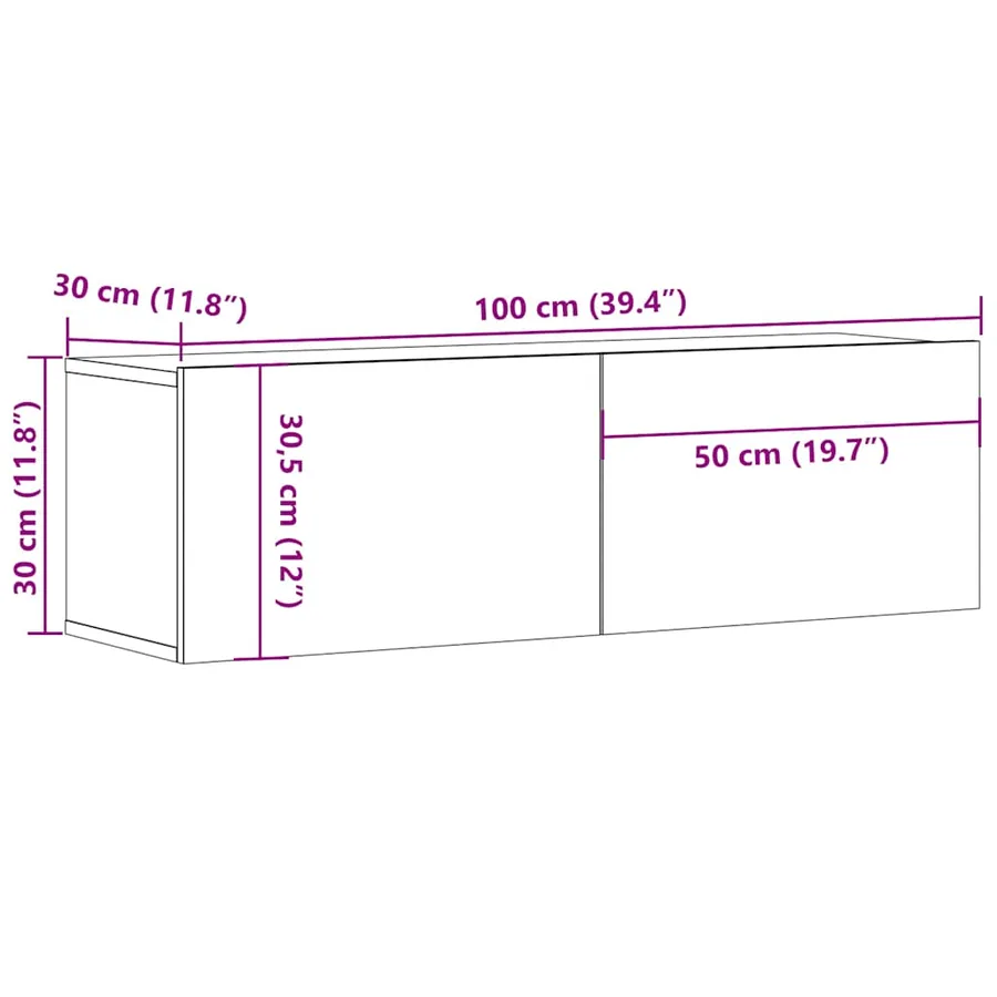 Meuble TV Gris béton 100x30x30 cm Bois d’ingénierie - 9