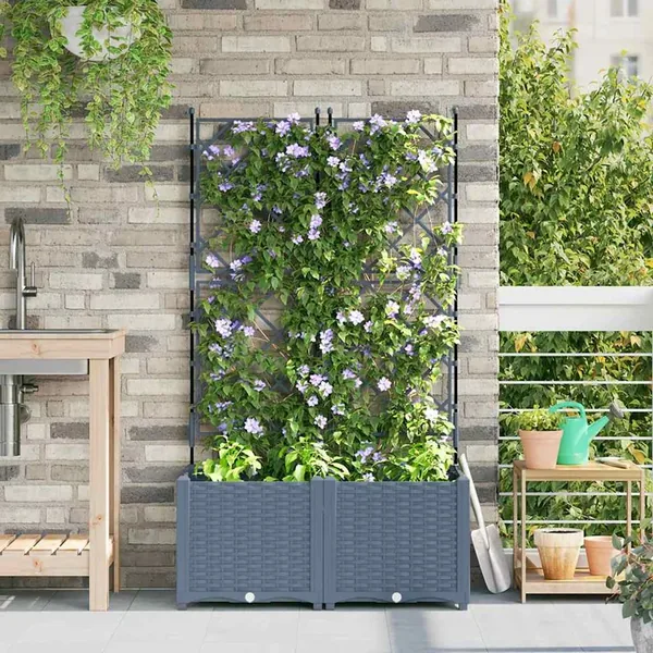 Cache-pot de jardin 2 pc Gris clair 80 x 40 x 143 cm PP