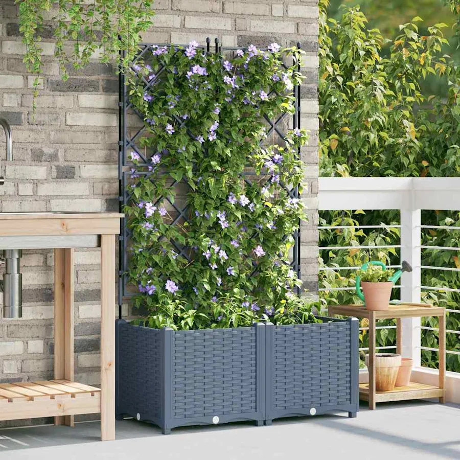 Cache-pot de jardin 2 pc Gris clair 80 x 40 x 143 cm PP - 3