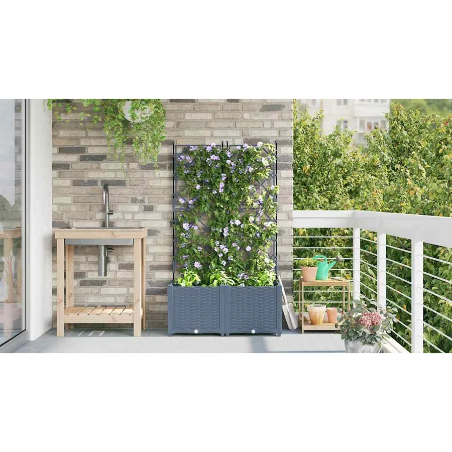 Cache-pot de jardin 2 pc Gris clair 80 x 40 x 143 cm PP - 4