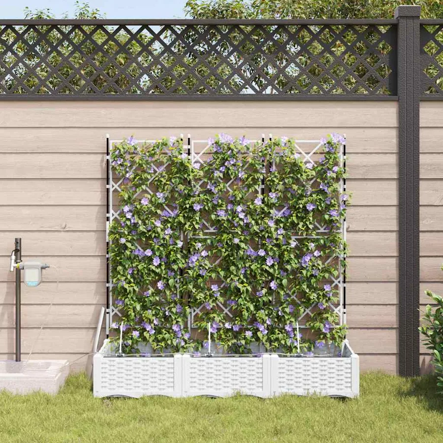 Cache-pot de jardin 3 pc Blanc 120 x 40 x 126 cm PP